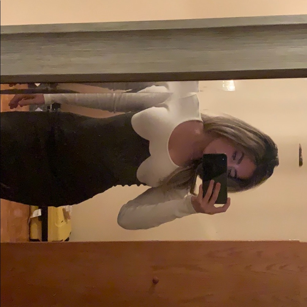 Long sleeved office olive/white dress